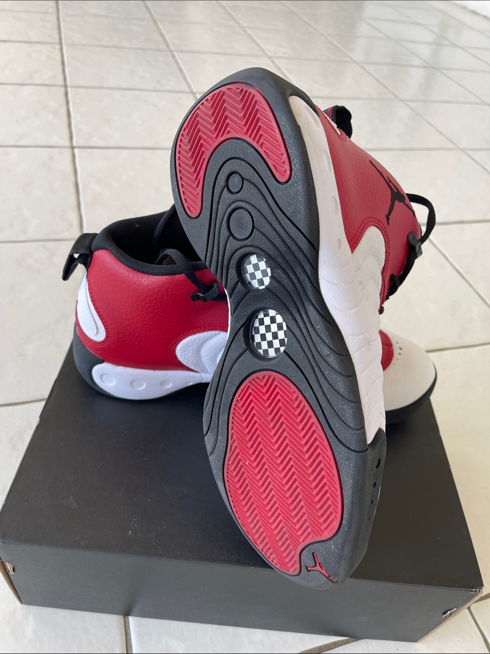 Jordan White, Red & Black Retro Basketball Sneakers - Picture 5 of 5